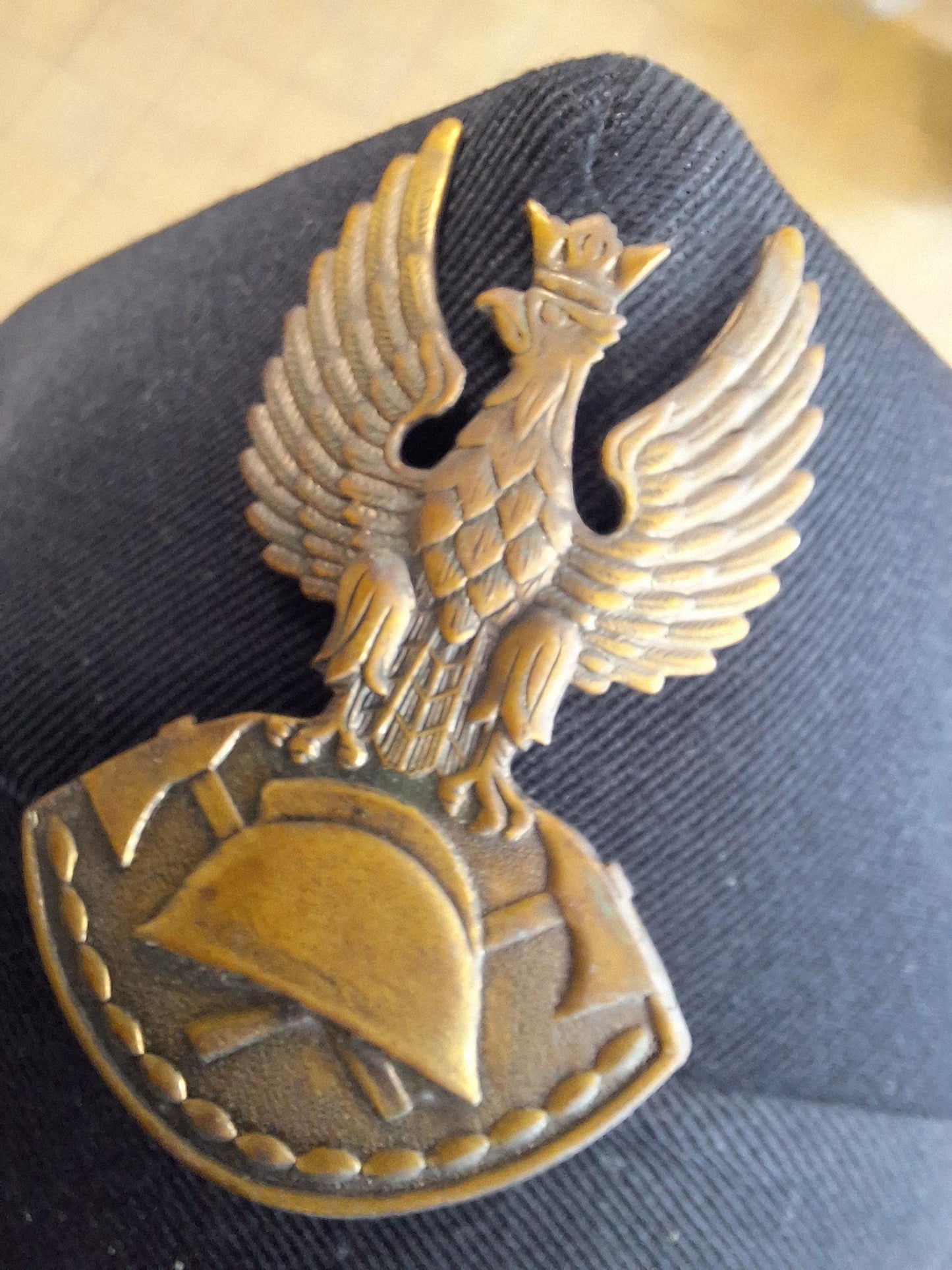 Polish four-cornered firefighter cap with eagle