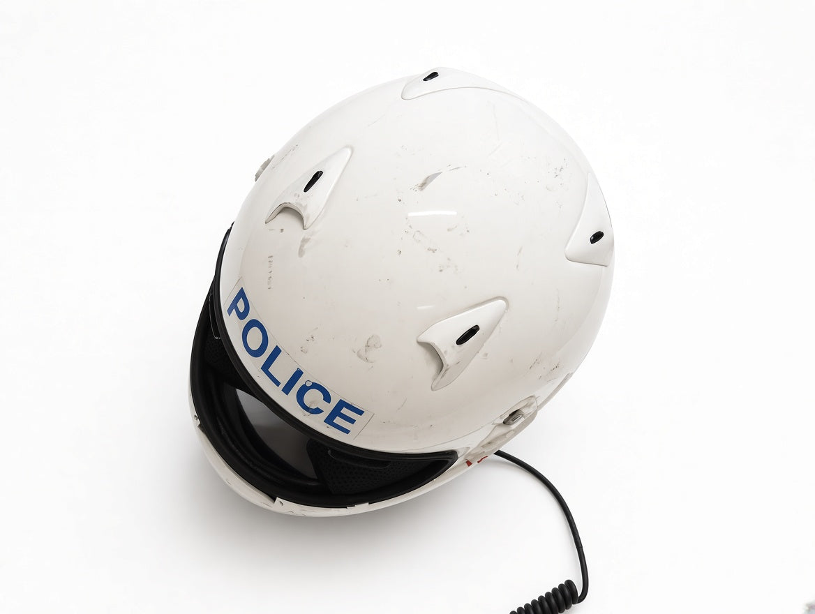 Kask Motorowy Medyka Policji Brytyjskiej UK Biały Oryginalny