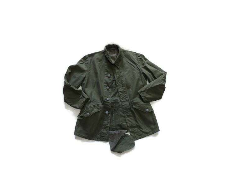 Bluza wojskowa szwedzka retro z lat 80. z ogonem zielona C44