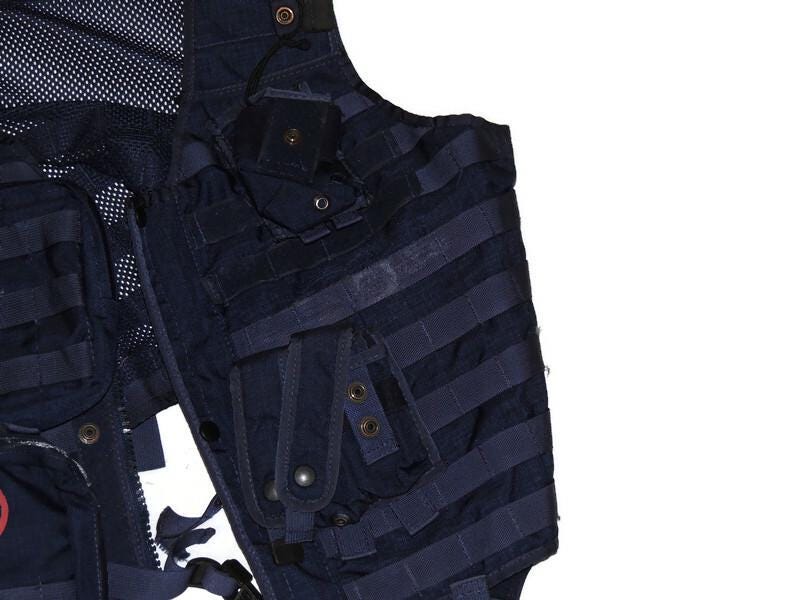 Taktische Weste der polnischen Polizei mit MOLLE-Taschen in Marineblau Original