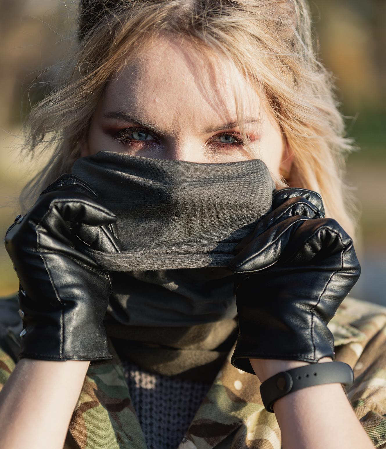Komin na szyję polarowo-poliestrowy zimowy Olive