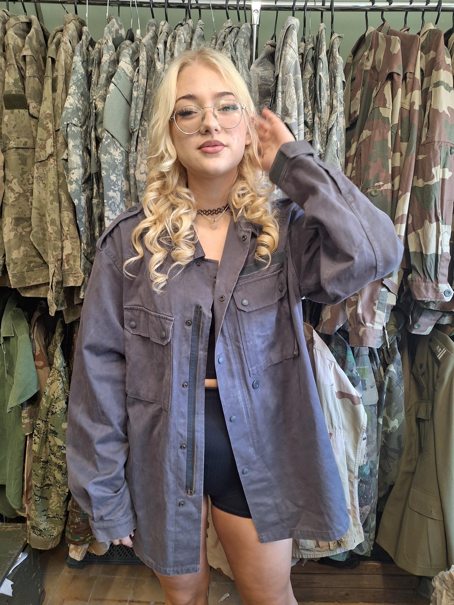 Bundeswehr Arbeitsjacke aus den 90er Jahren, German Army, stahlblau, Größe 16, Größe XL