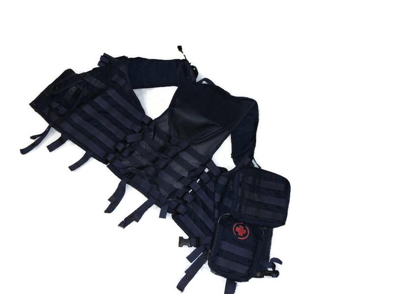 Taktische Weste der polnischen Polizei mit MOLLE-Taschen in Marineblau Original