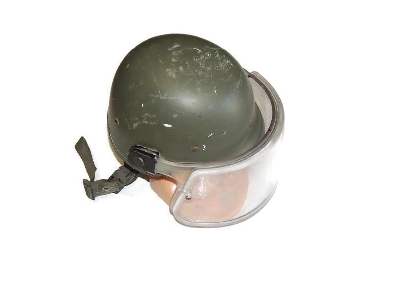 Italian tactical military helmet with face protection OD green