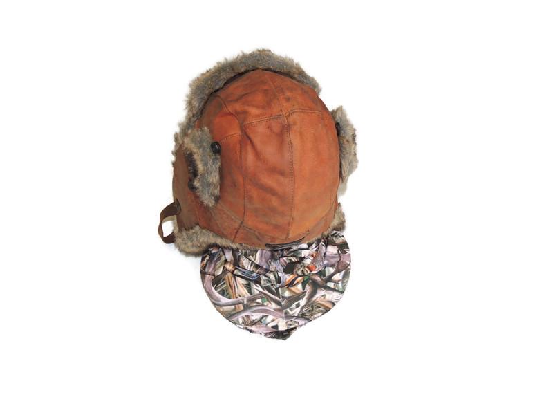 Australischer Ushanka Kakadu Hut aus echtem Leder und Kunstfell
