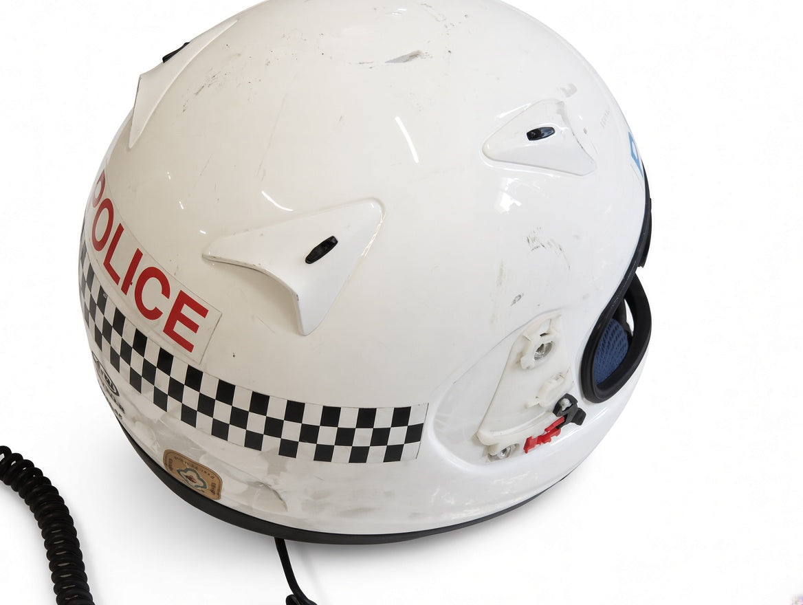 Kask Motorowy Medyka Policji Brytyjskiej UK Biały Oryginalny