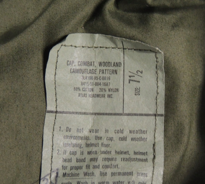 Czapka BDU Woodland 7 i 1/2 Oryginalna Combat Cap USA