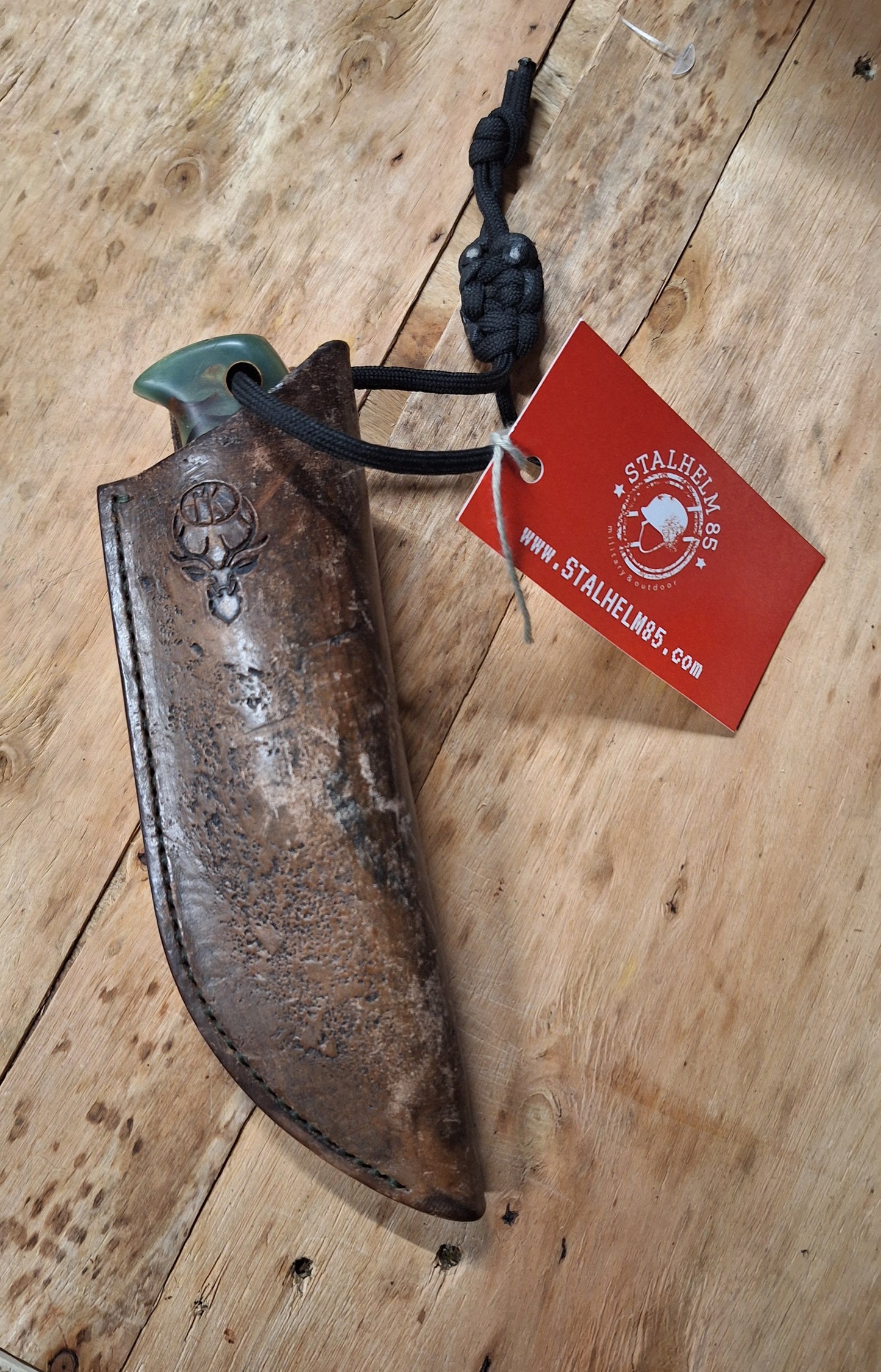 Jagdmesser mit Lederscheide und Hubertus