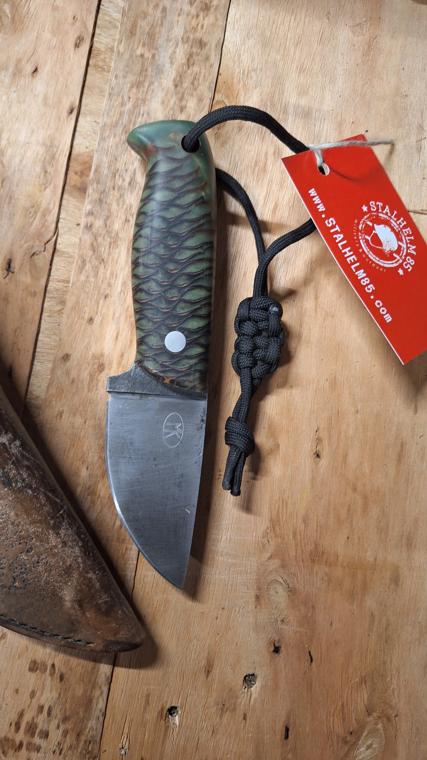 Jagdmesser mit Lederscheide und Hubertus