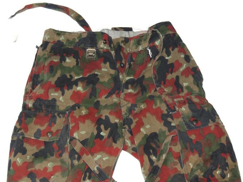 Schweizer Alepnflage Militärhose aus den 1970er Jahren, Baumwolle