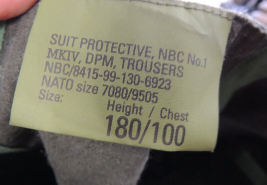 Spodnie wojskowe brytyjskie DPM NBC przeciwchemiczne 180/100 MK IV