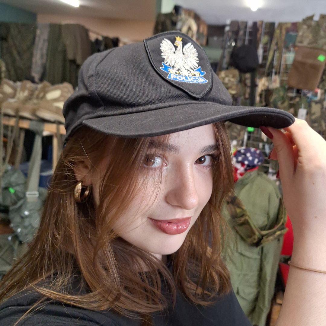 Czapka polskiej policji czarna z orzełkiem starszy wzór 60cm