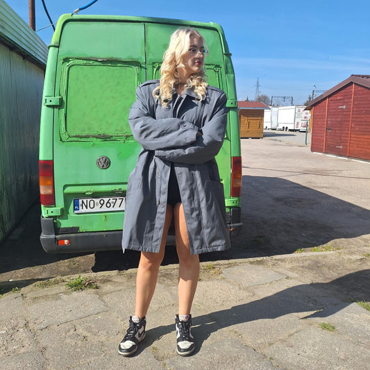 Garisson Army Army Steel Blue Trenchcoat Parka with Original Lining