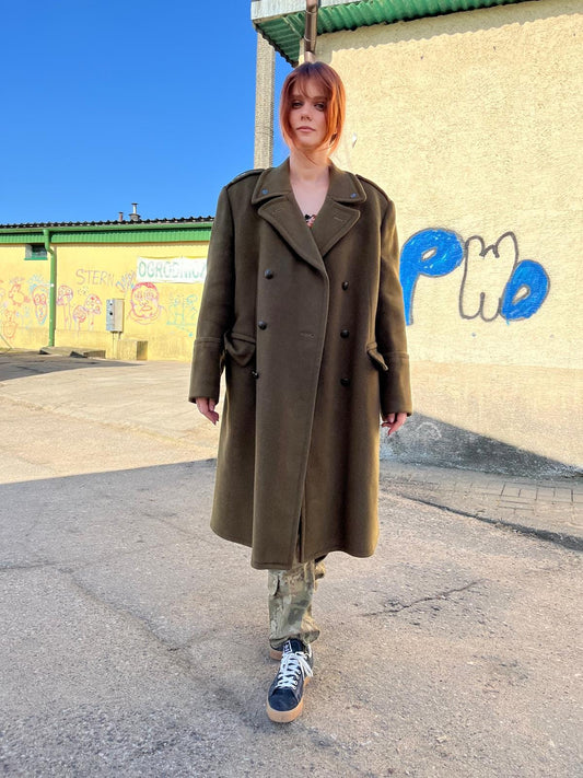 Polish trench coat of the Polish People's Army, woolen, original, with rank.