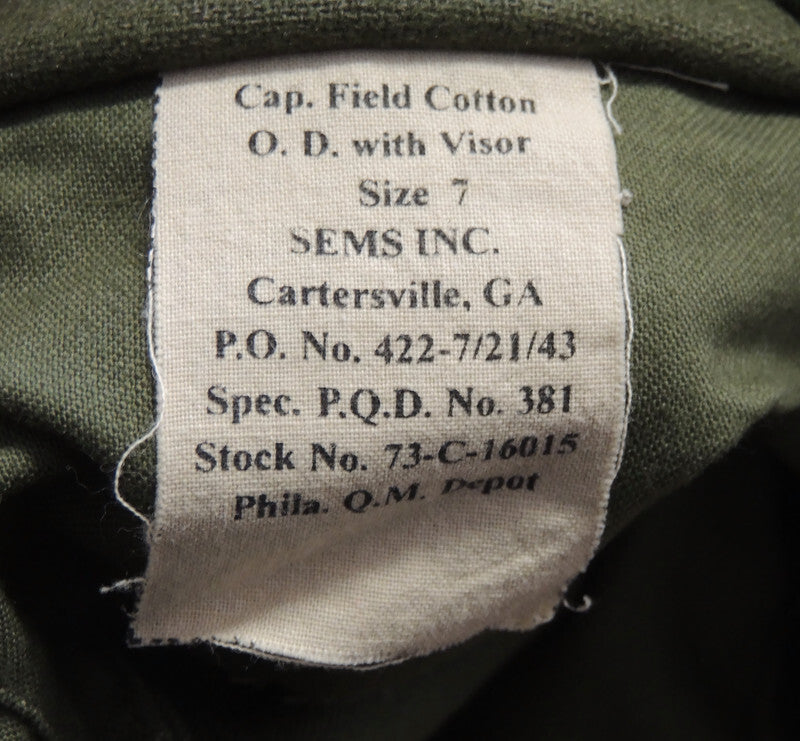 US Army Korea M-43 Cap Field Cotton OD With Visor 7