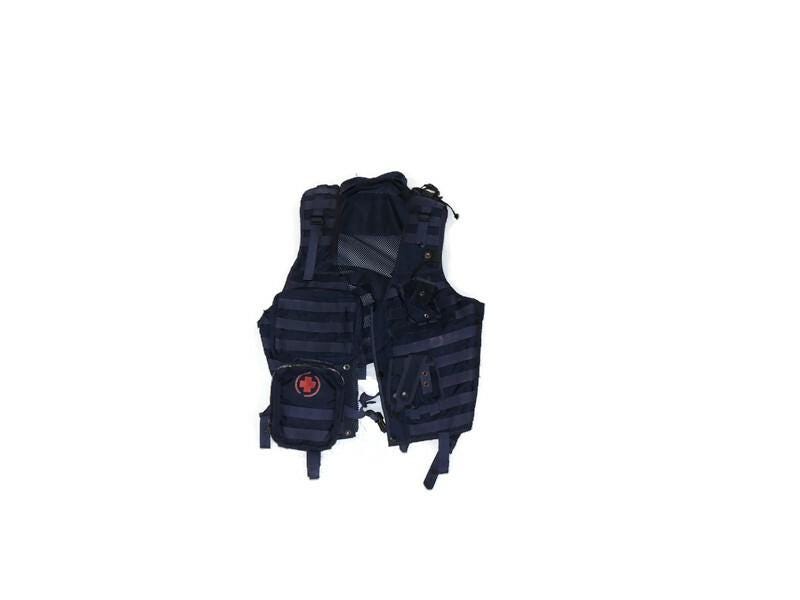 Taktische Weste der polnischen Polizei mit MOLLE-Taschen in Marineblau Original